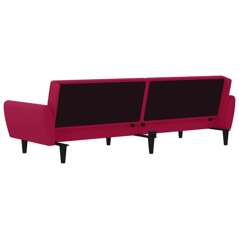 Dvivietė sofa-lova, raudonojo vyno spalvos, aksomas