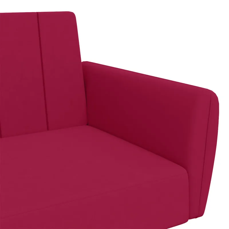 Dvivietė sofa-lova, raudonojo vyno spalvos, aksomas