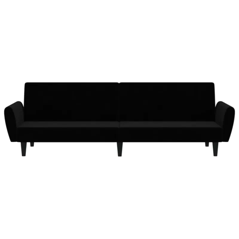 Dvivietė sofa-lova, juodos spalvos, aksomas