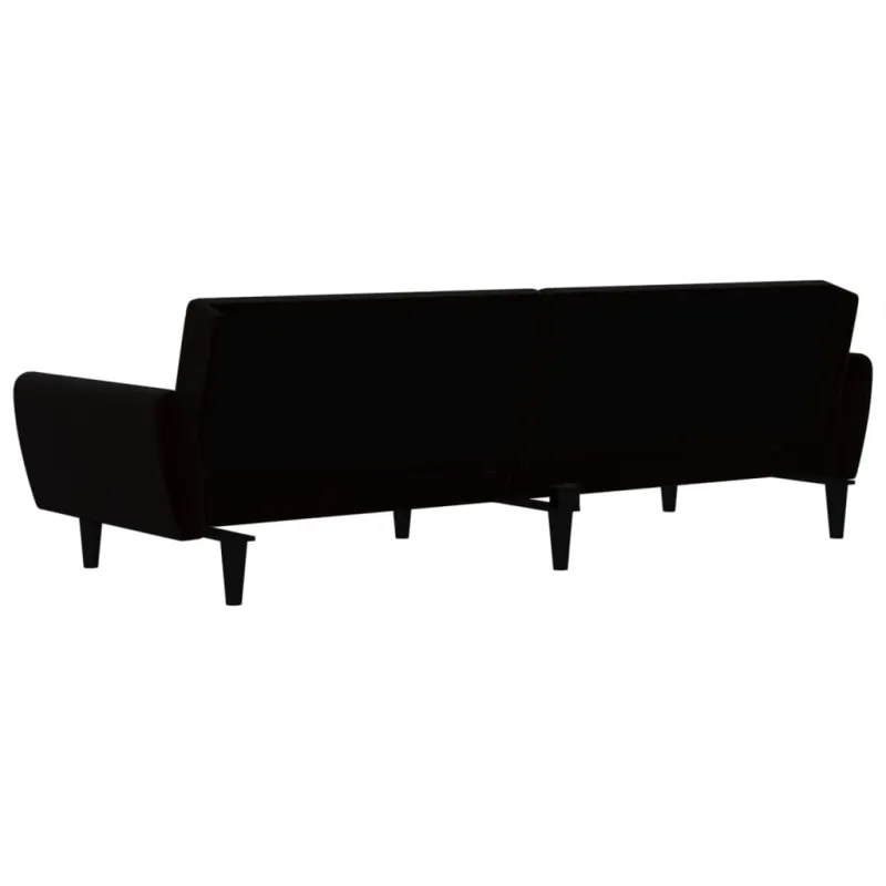 Dvivietė sofa-lova, juodos spalvos, aksomas