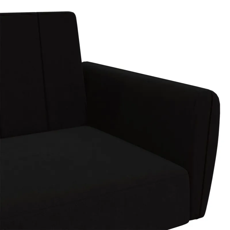 Dvivietė sofa-lova, juodos spalvos, aksomas
