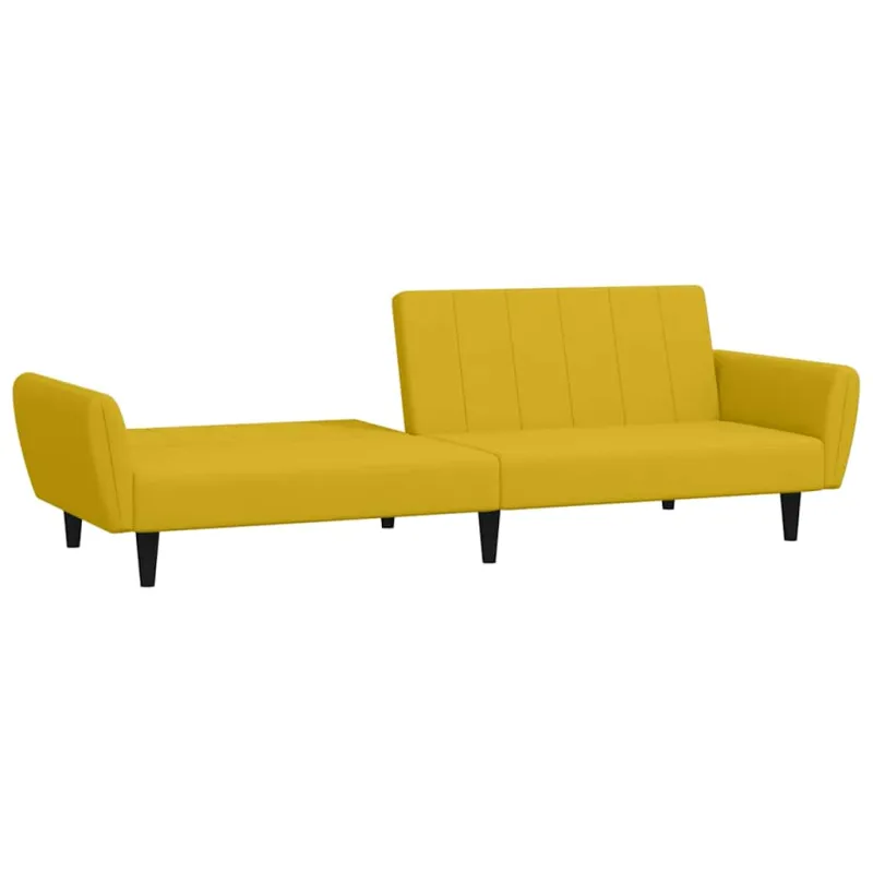 Dvivietė sofa-lova, geltonos spalvos, aksomas