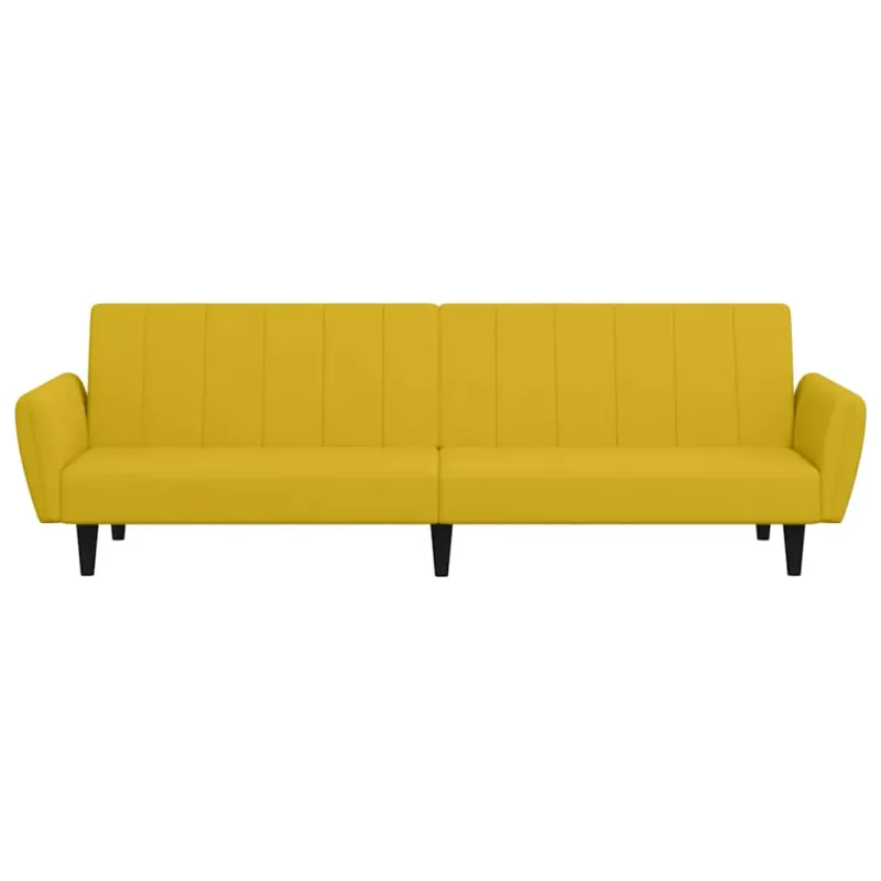 Dvivietė sofa-lova, geltonos spalvos, aksomas