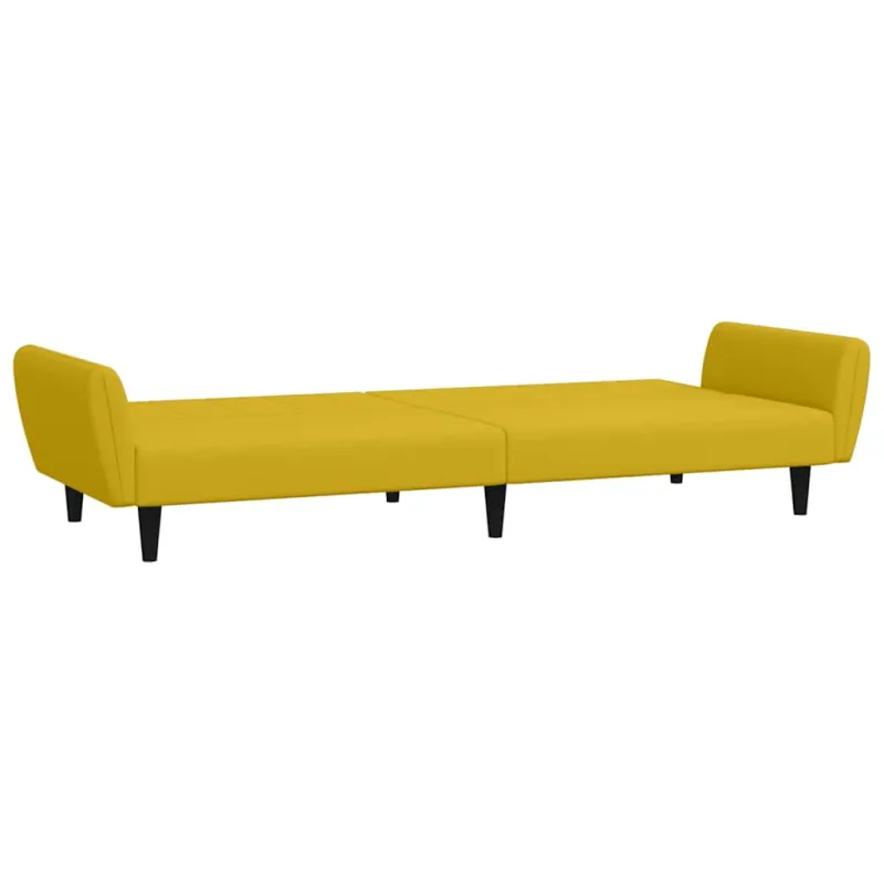 Dvivietė sofa-lova, geltonos spalvos, aksomas