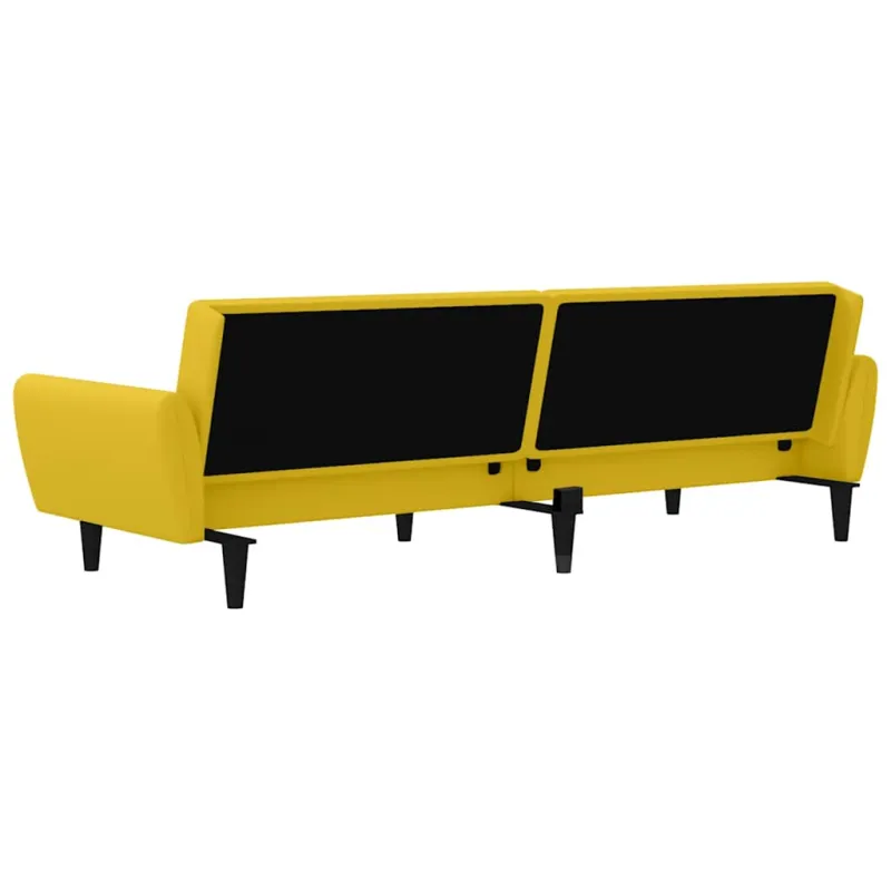 Dvivietė sofa-lova, geltonos spalvos, aksomas