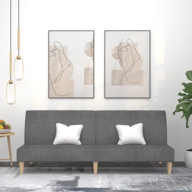 Dvivietė sofa-lova, šviesiai pilkos spalvos, audinys