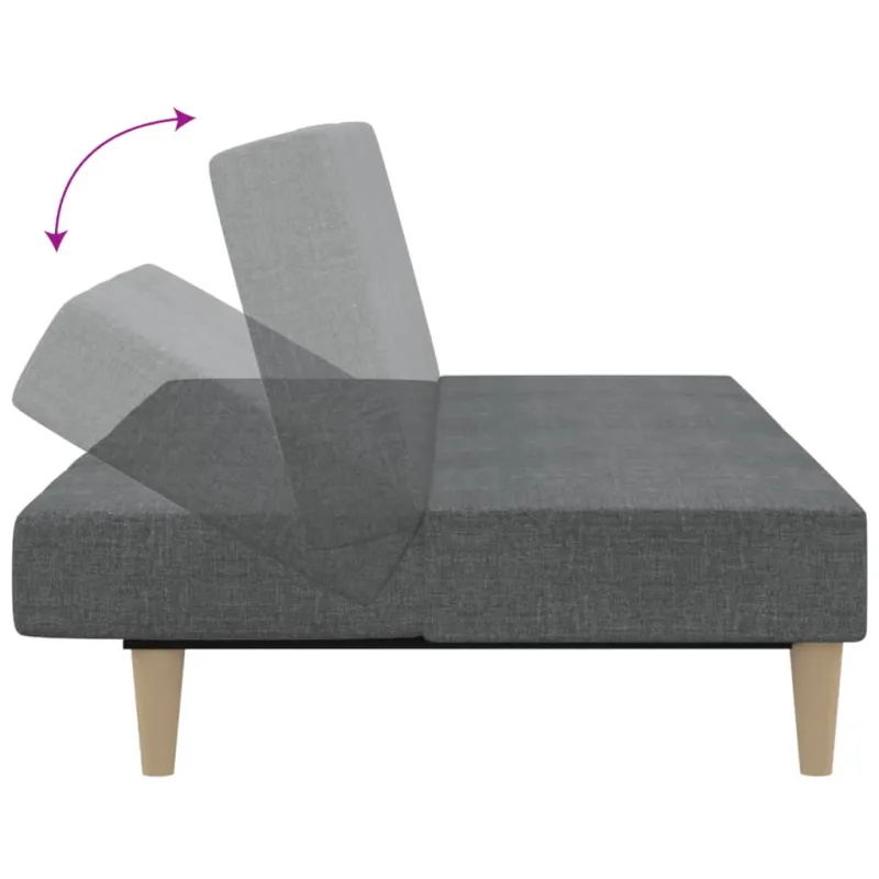 Dvivietė sofa-lova, šviesiai pilkos spalvos, audinys
