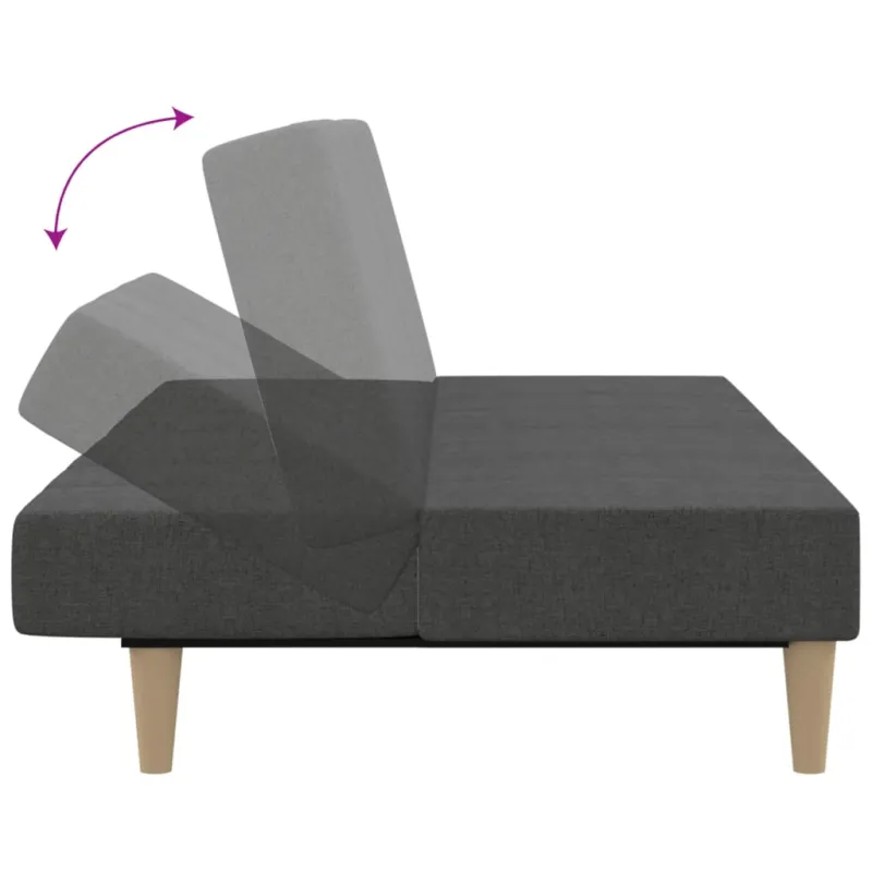 Dvivietė sofa-lova, tamsiai pilkos spalvos, audinys