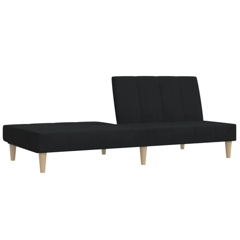 Dvivietė sofa-lova, juodos spalvos, audinys