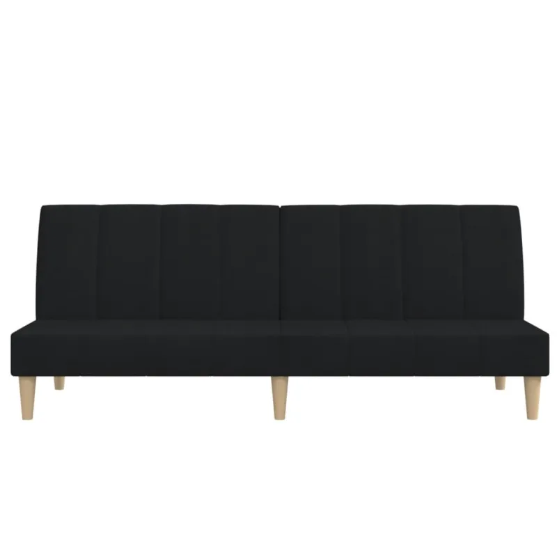 Dvivietė sofa-lova, juodos spalvos, audinys