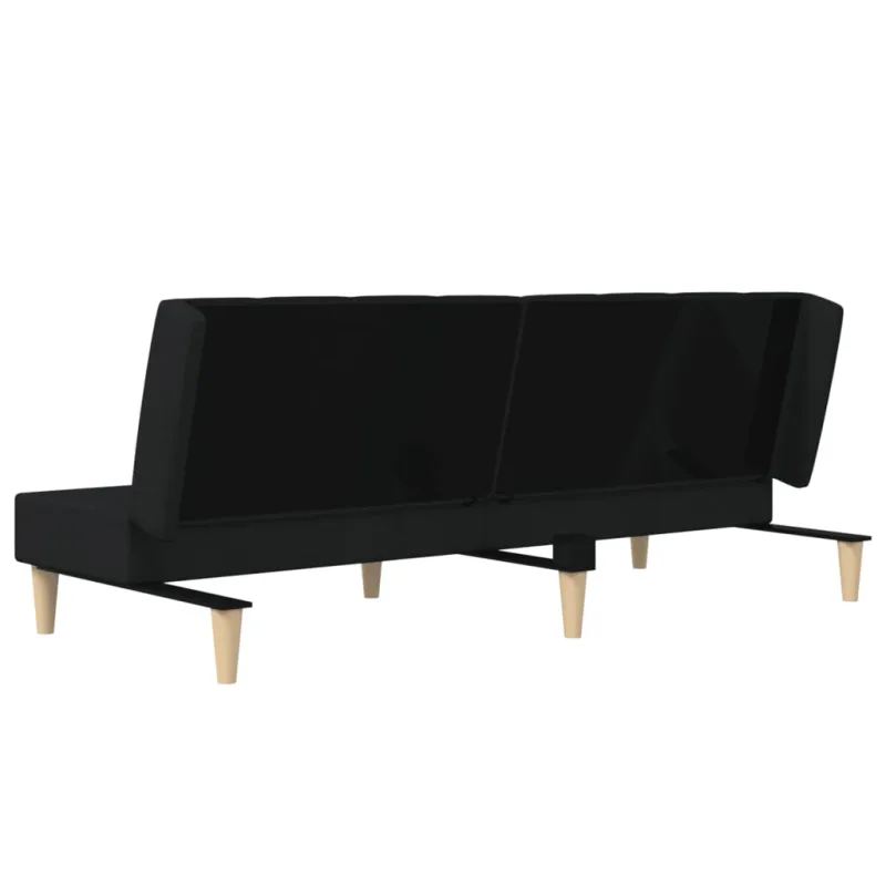 Dvivietė sofa-lova, juodos spalvos, audinys