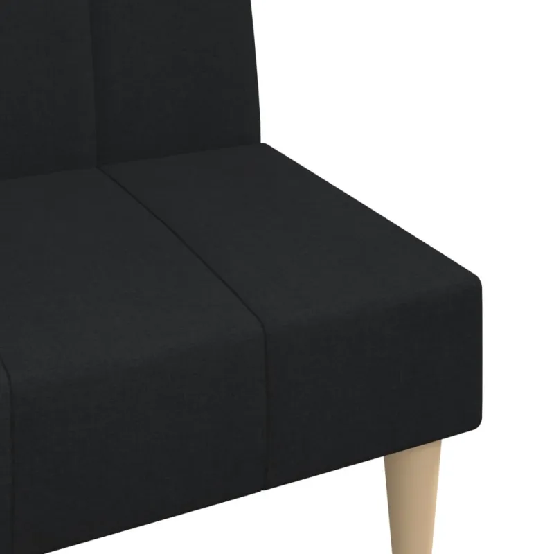 Dvivietė sofa-lova, juodos spalvos, audinys