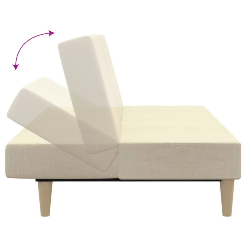 Dvivietė sofa-lova, kreminės spalvos, audinys