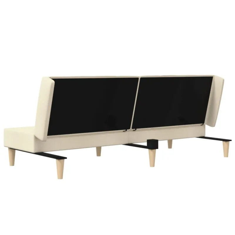 Dvivietė sofa-lova, kreminės spalvos, audinys
