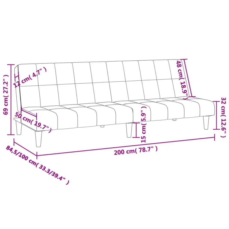 Dvivietė sofa-lova, kreminės spalvos, audinys