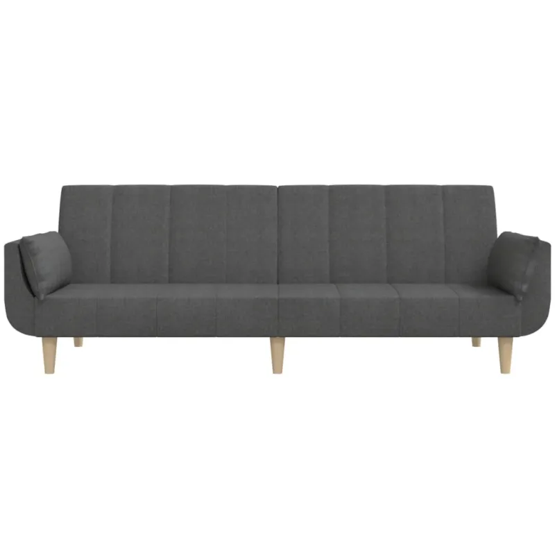Dvivietė sofa-lova su dvejomis pagalvėmis, pilka, audinys