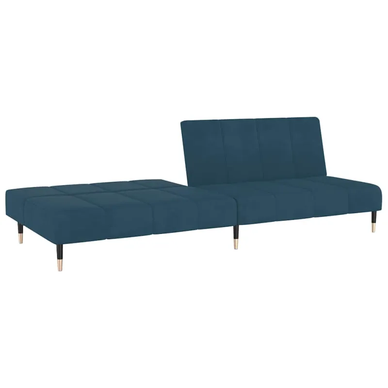 Dvivietė sofa-lova, mėlynos spalvos, aksomas