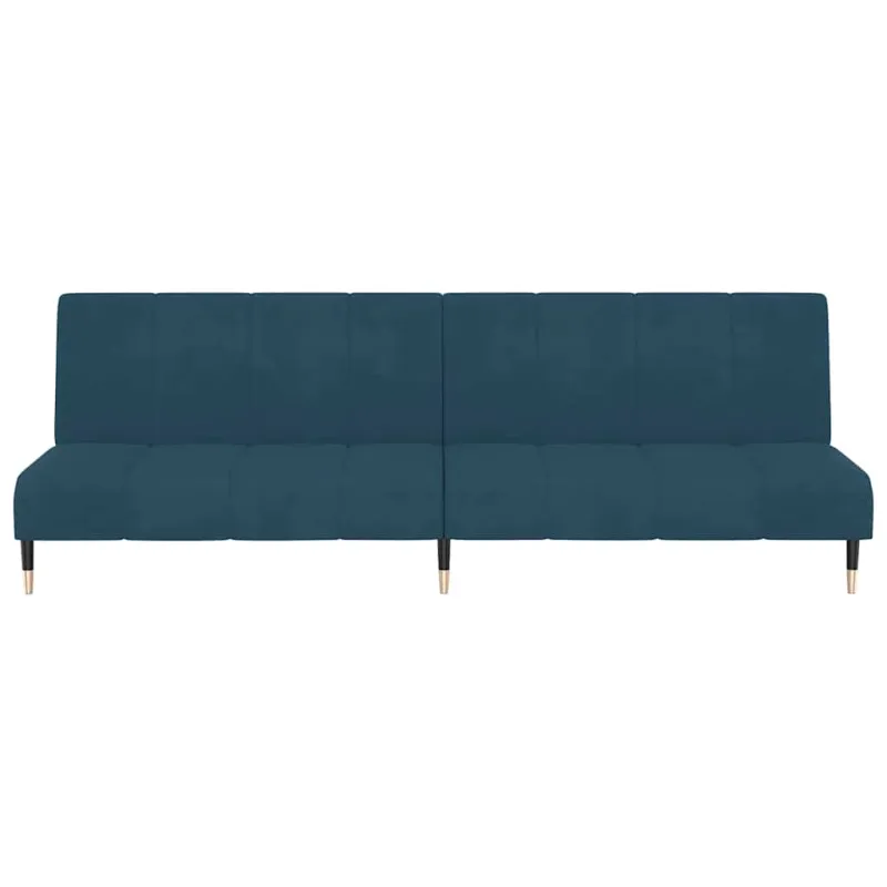 Dvivietė sofa-lova, mėlynos spalvos, aksomas