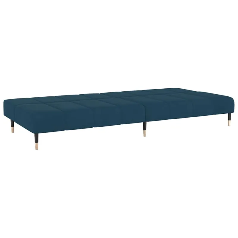 Dvivietė sofa-lova, mėlynos spalvos, aksomas