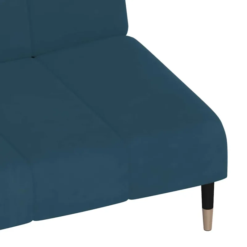 Dvivietė sofa-lova, mėlynos spalvos, aksomas