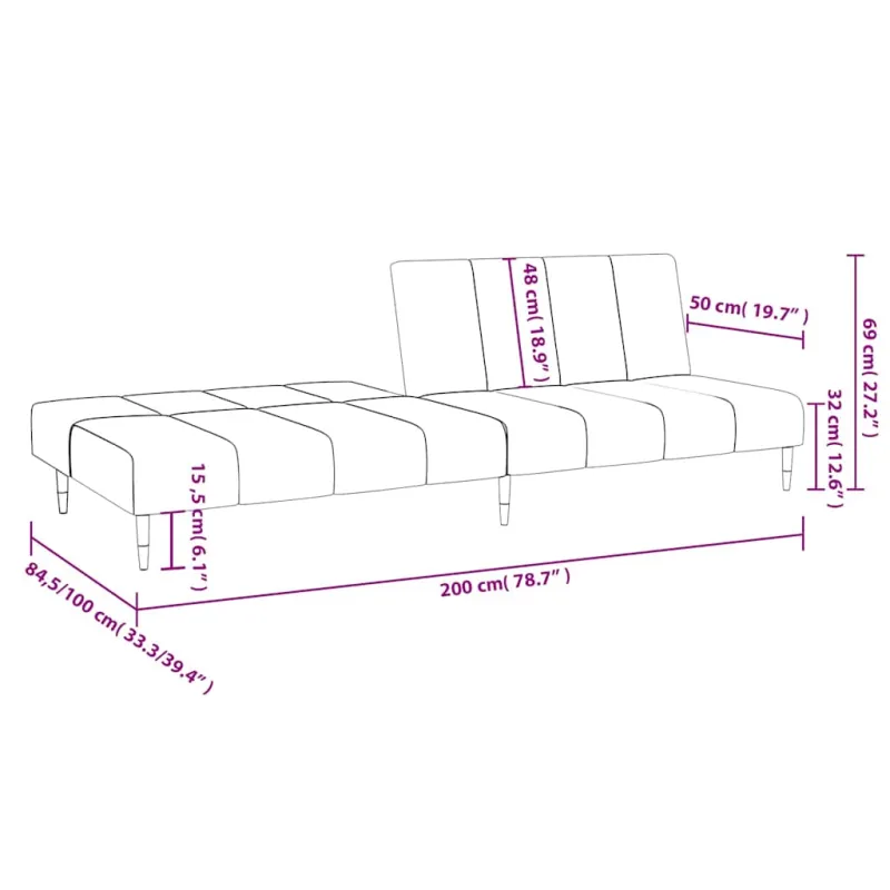 Dvivietė sofa-lova, mėlynos spalvos, aksomas