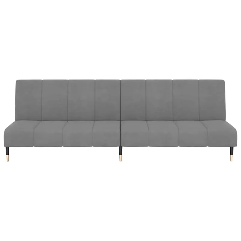 Dvivietė sofa-lova, šviesiai pilkos spalvos, aksomas