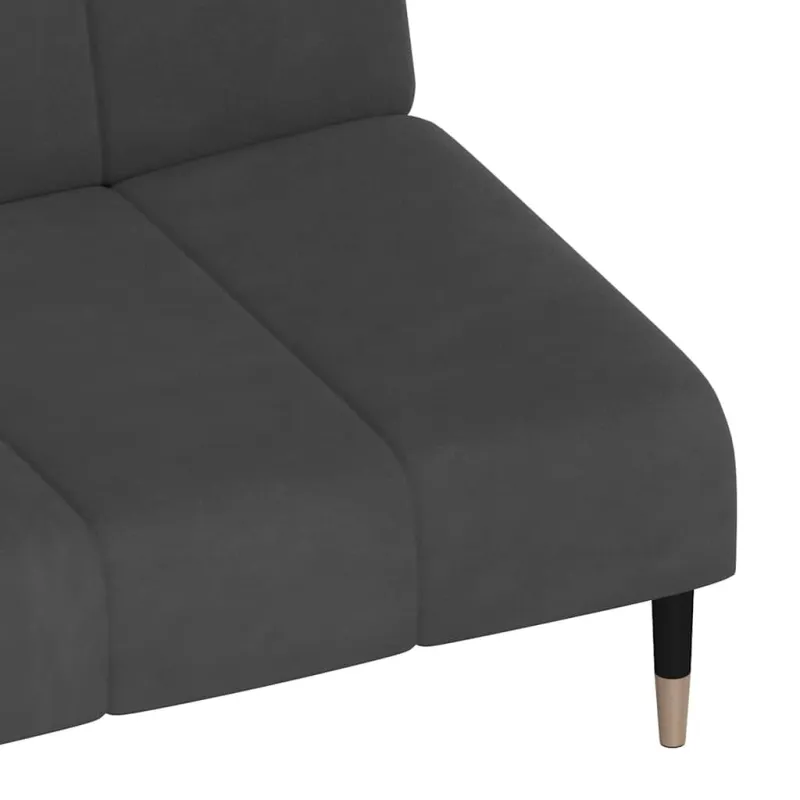 Dvivietė sofa-lova, tamsiai pilkos spalvos, aksomas