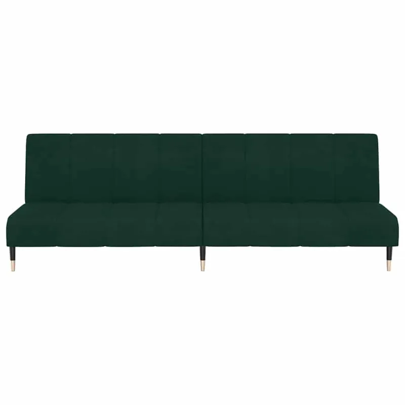 Dvivietė sofa-lova, tamsiai žalios spalvos, aksomas