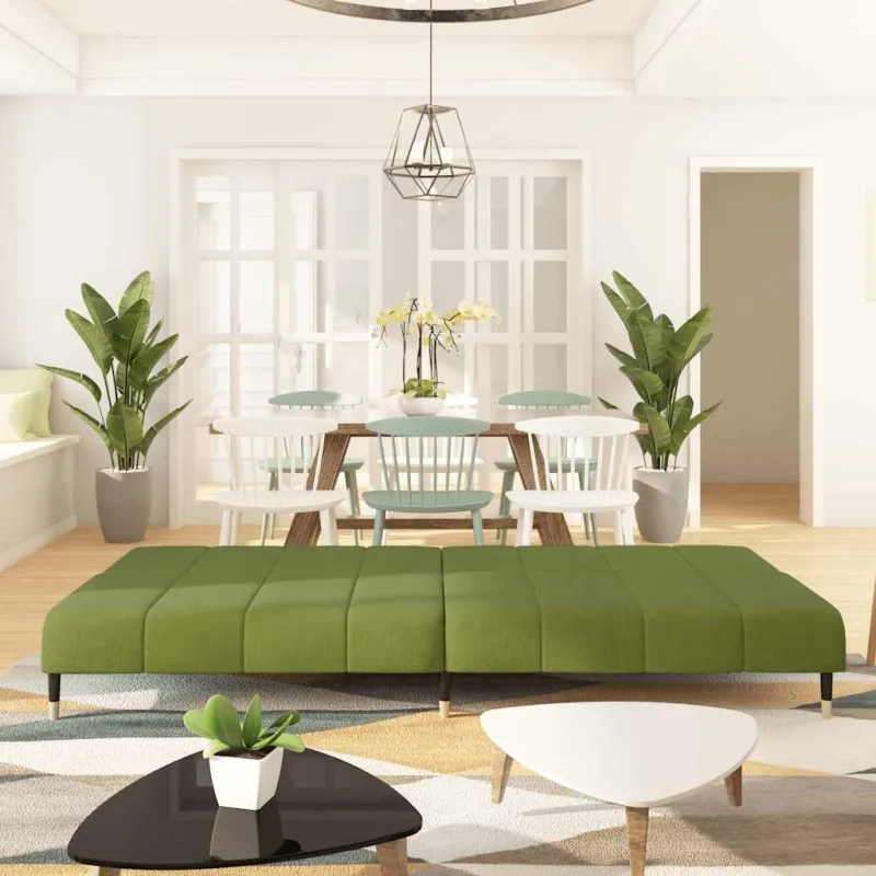 Dvivietė sofa-lova, šviesiai žalios spalvos, aksomas