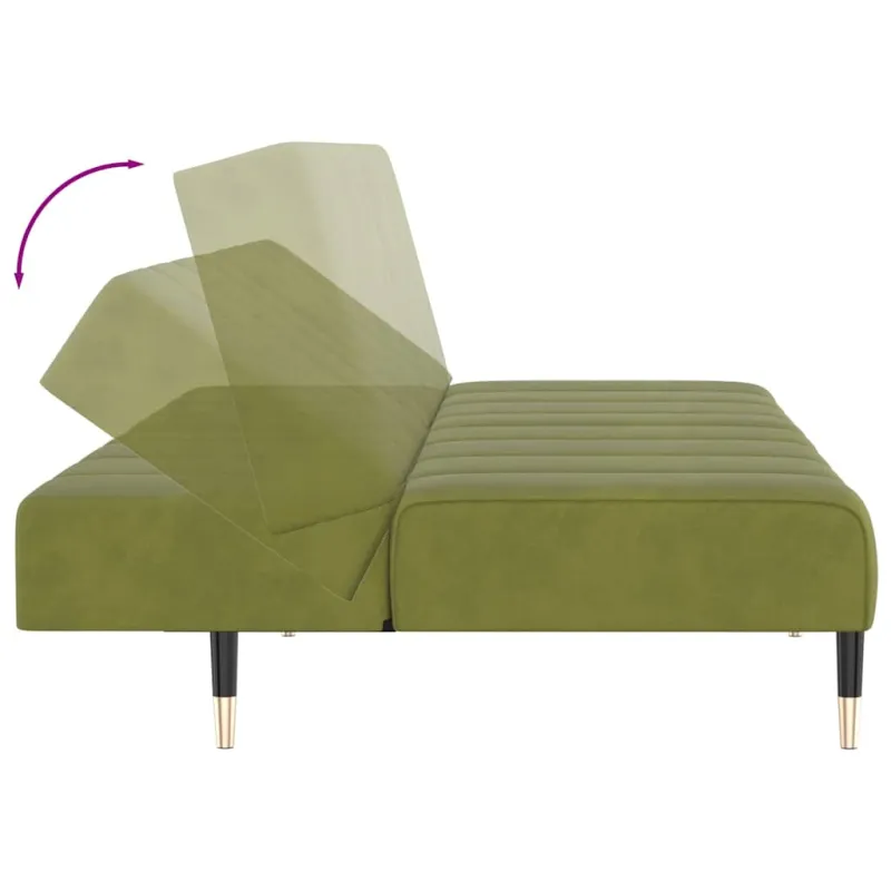Dvivietė sofa-lova, šviesiai žalios spalvos, aksomas