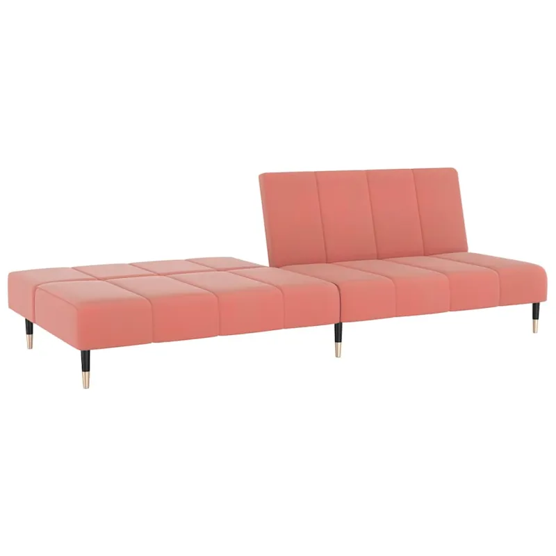 Dvivietė sofa-lova, rožinės spalvos, aksomas