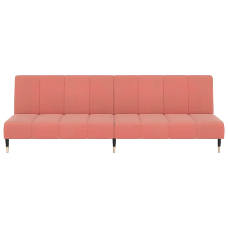 Dvivietė sofa-lova, rožinės spalvos, aksomas