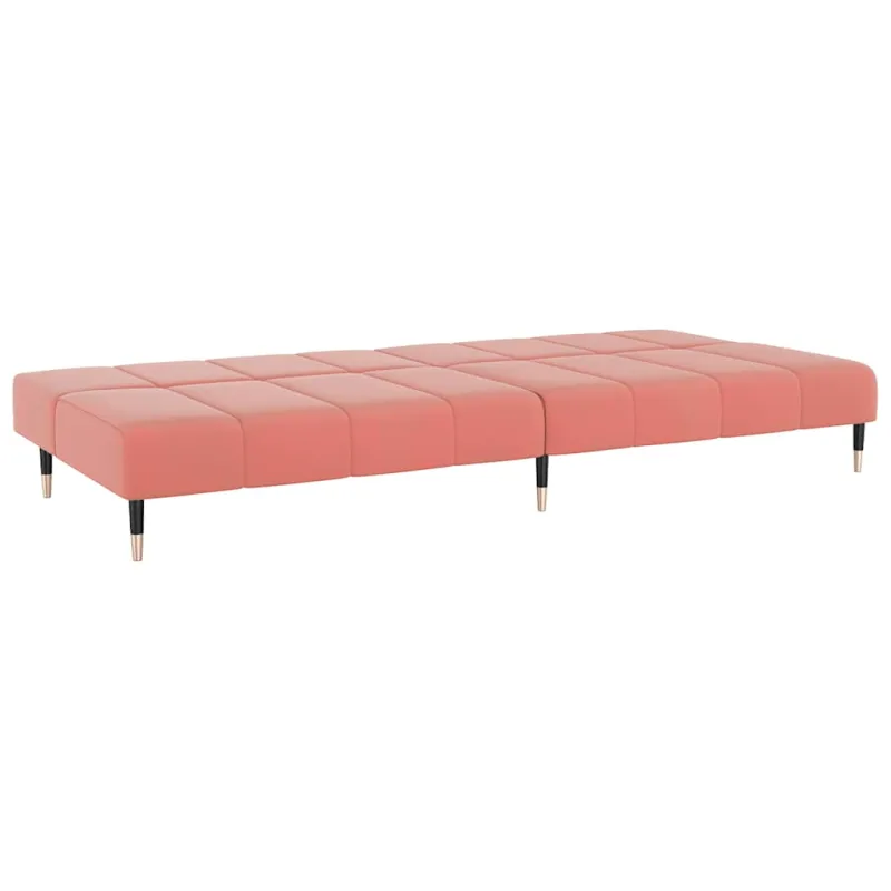 Dvivietė sofa-lova, rožinės spalvos, aksomas