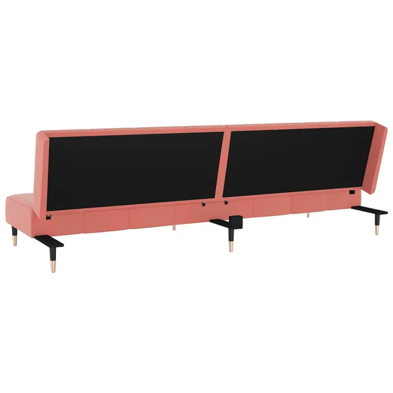 Dvivietė sofa-lova, rožinės spalvos, aksomas