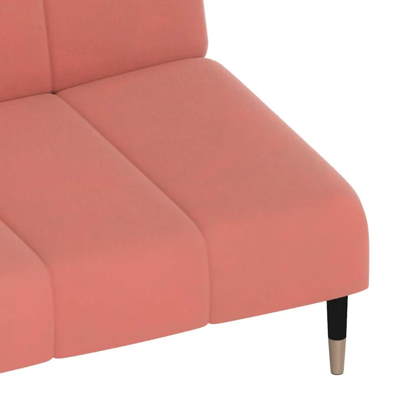 Dvivietė sofa-lova, rožinės spalvos, aksomas