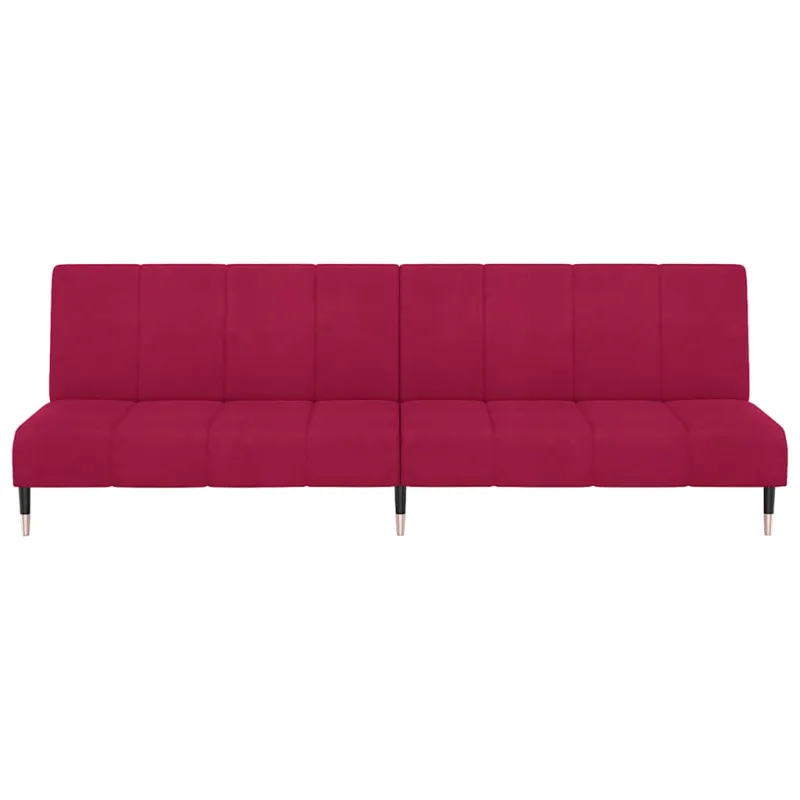 Dvivietė sofa-lova, raudonojo vyno spalvos, aksomas