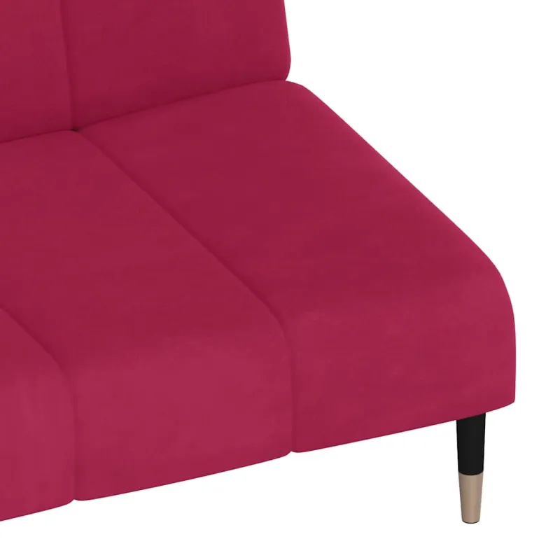Dvivietė sofa-lova, raudonojo vyno spalvos, aksomas