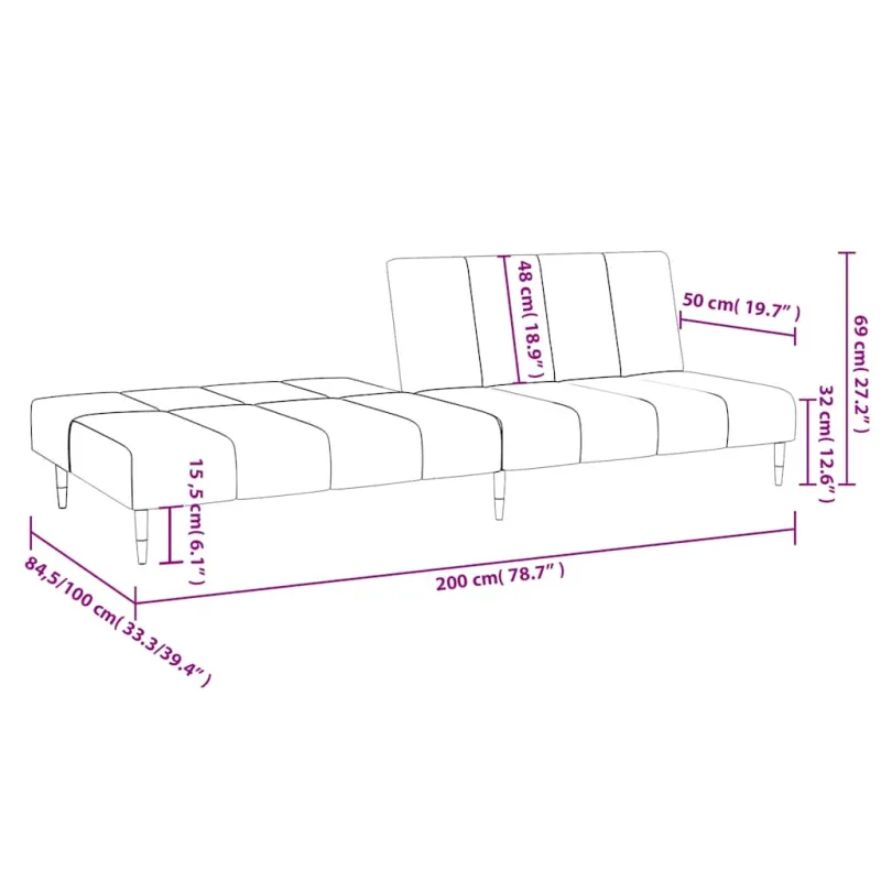 Dvivietė sofa-lova, raudonojo vyno spalvos, aksomas