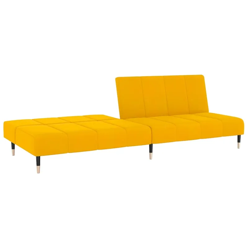 Dvivietė sofa-lova, geltonos spalvos, aksomas