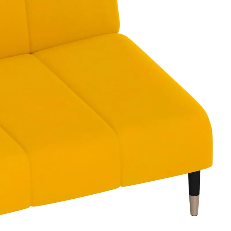 Dvivietė sofa-lova, geltonos spalvos, aksomas