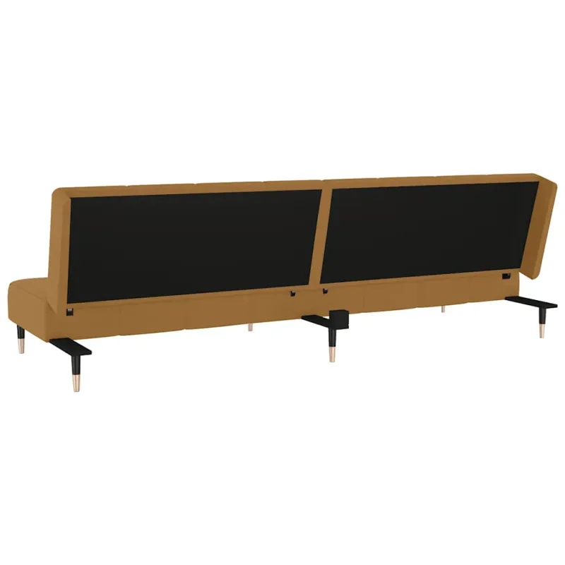 Dvivietė sofa-lova, rudos spalvos, aksomas