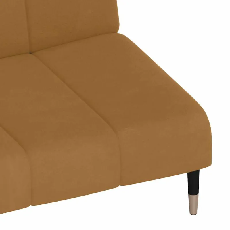 Dvivietė sofa-lova, rudos spalvos, aksomas