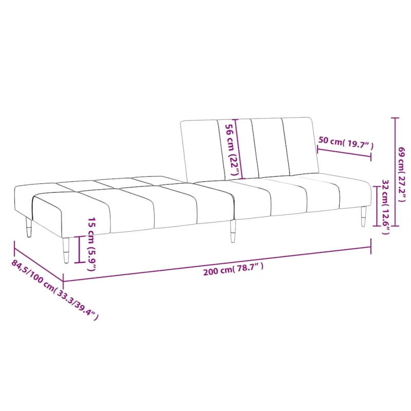 Dvivietė sofa-lova, rudos spalvos, aksomas