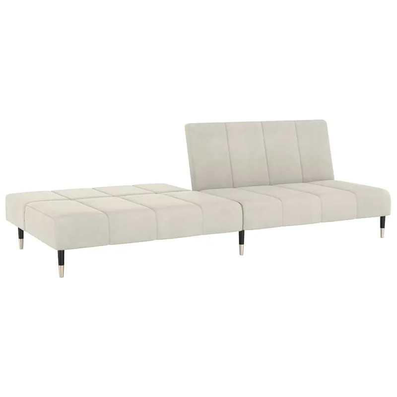 Dvivietė sofa-lova, kreminės spalvos, aksomas