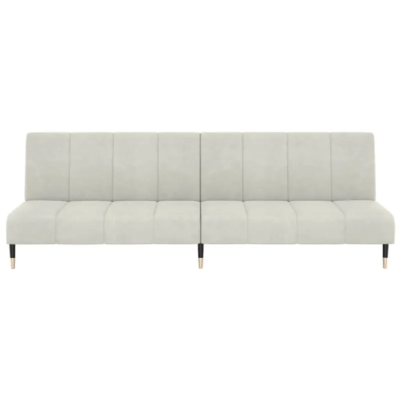Dvivietė sofa-lova, kreminės spalvos, aksomas