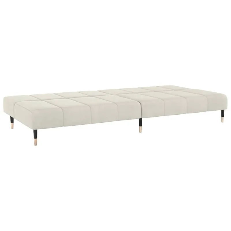 Dvivietė sofa-lova, kreminės spalvos, aksomas