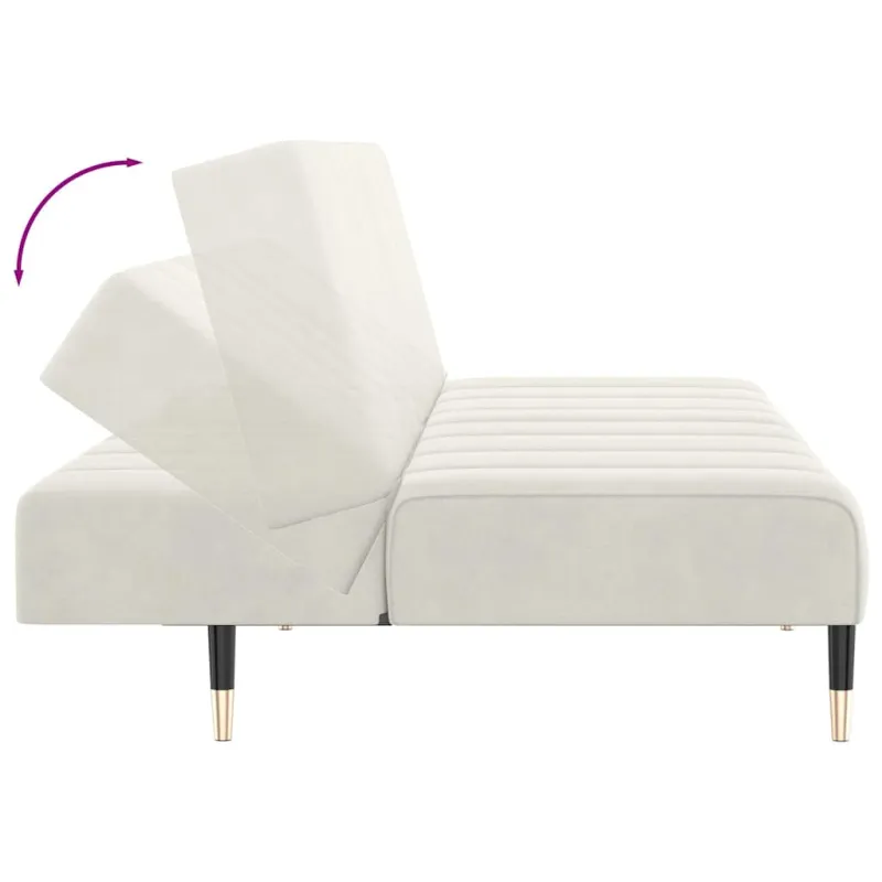 Dvivietė sofa-lova, kreminės spalvos, aksomas