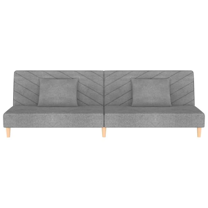 Dvivietė sofa-lova su dvejomis pagalvėmis, pilka, audinys