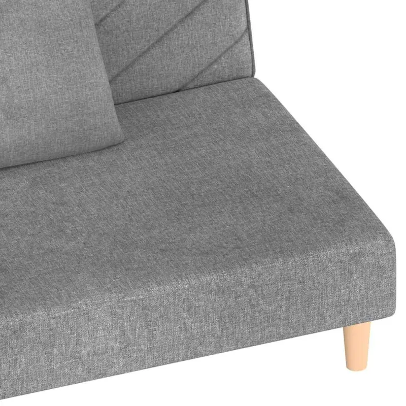 Dvivietė sofa-lova su dvejomis pagalvėmis, pilka, audinys
