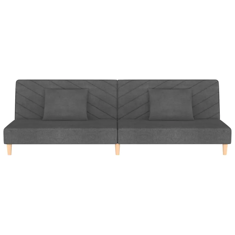 Dvivietė sofa-lova su dvejomis pagalvėmis, pilka, audinys